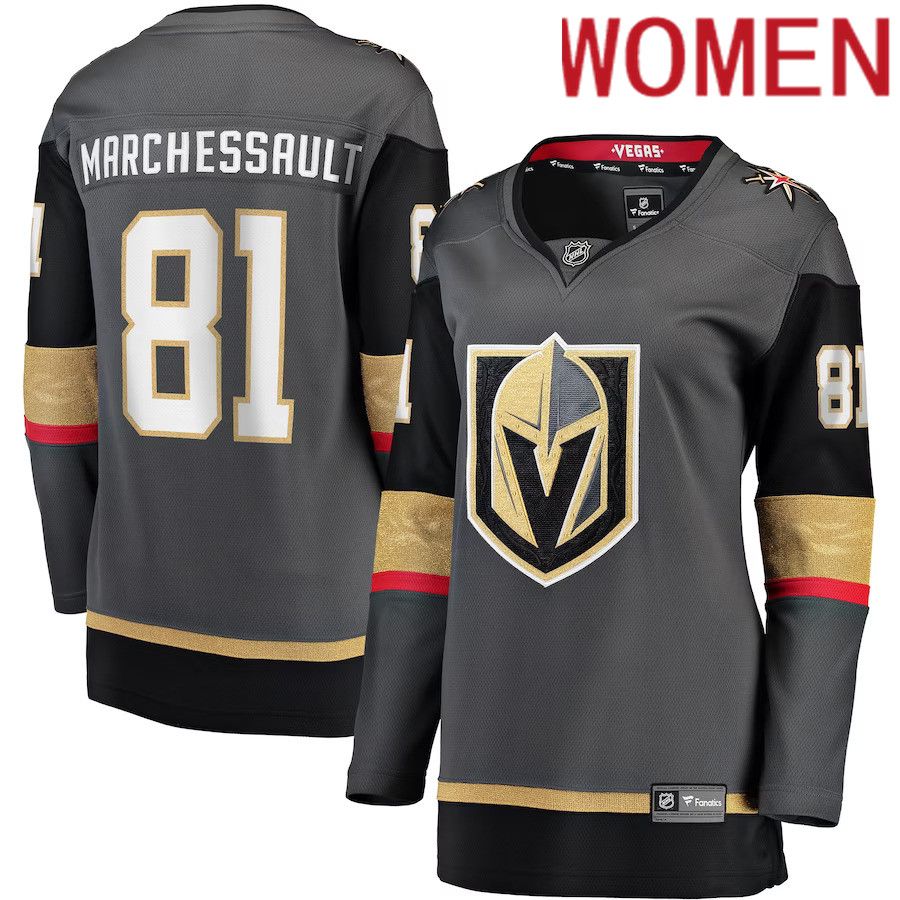 Women Vegas Golden Knights #81 Jonathan Marchessault Fanatics Branded Gray Alternate Breakaway Player NHL Jersey